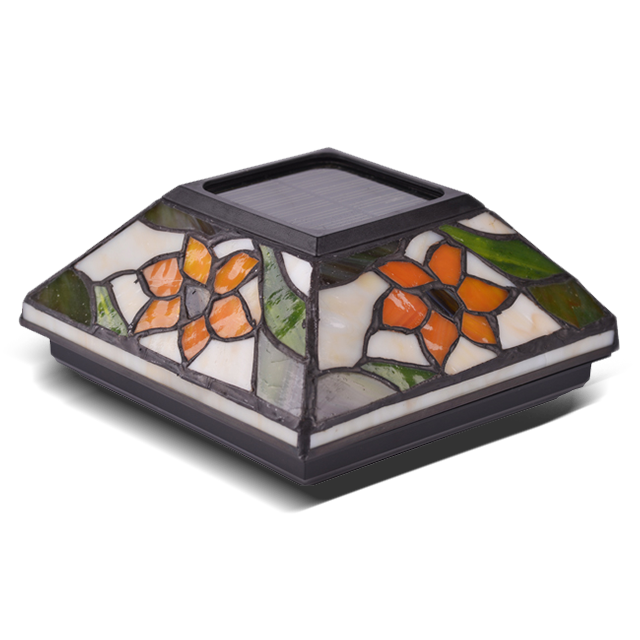 2211-F5 Tiffany Glass Solar udendørs stolpehættelys 2211-F5 Tiffany Glass Solar udendørs stolpehættelys